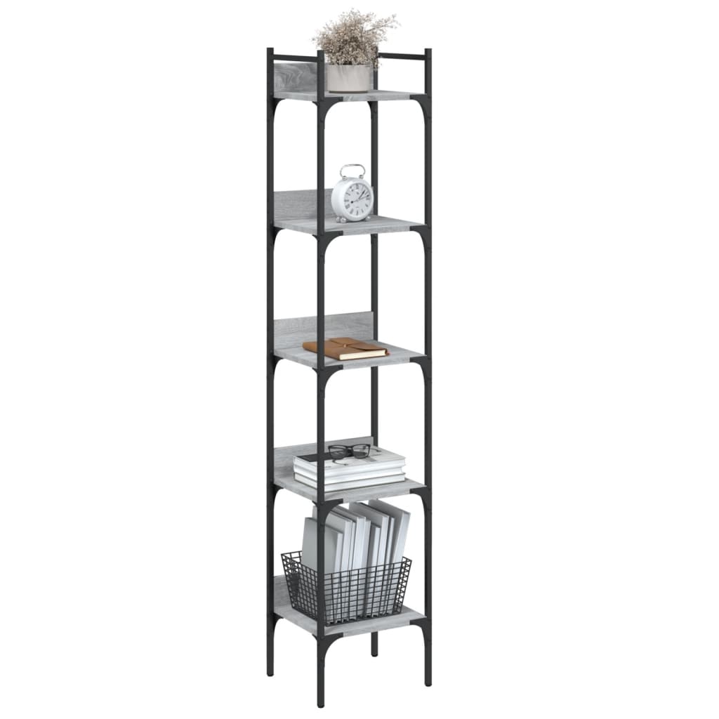 Bookcase 5 Shelves Grey Sonoma 35x30x174 cm Wood Material