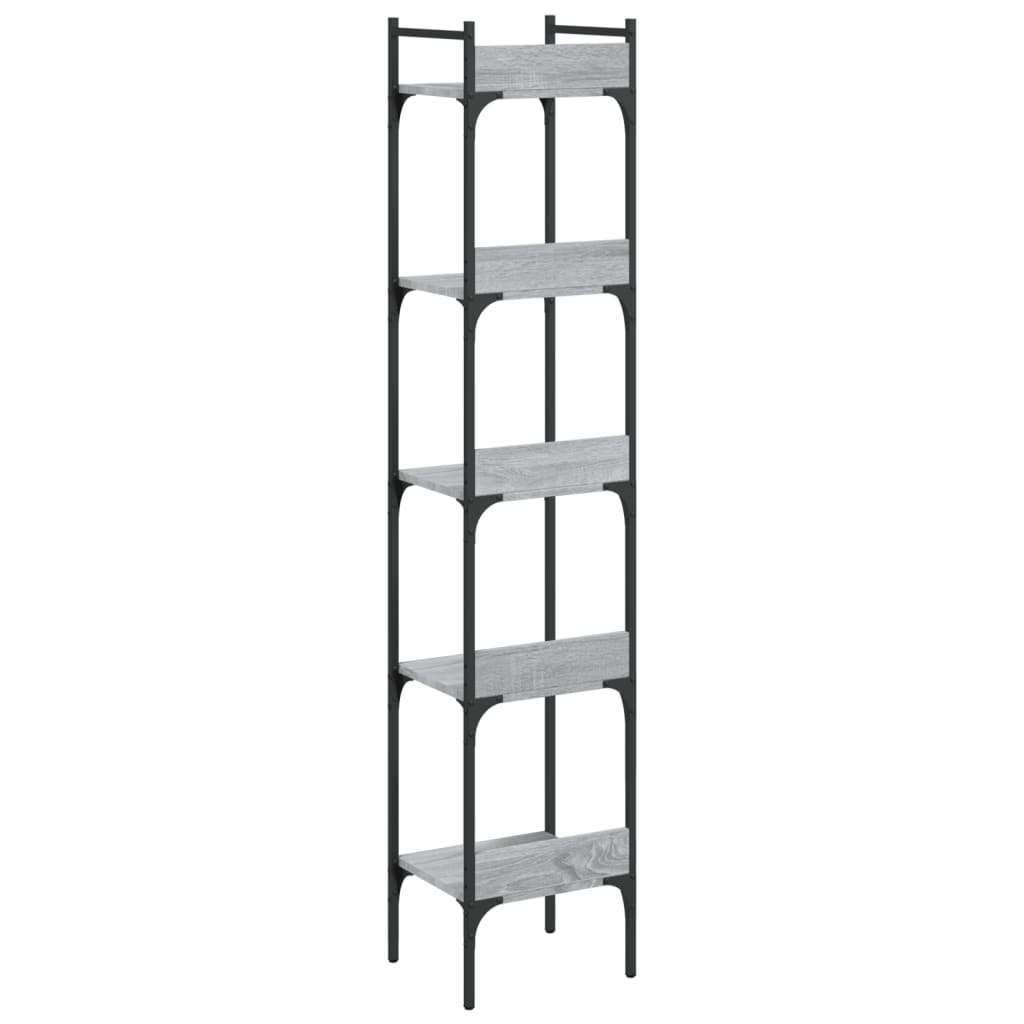 Bookcase 5 Shelves Grey Sonoma 35x30x174 cm Wood Material