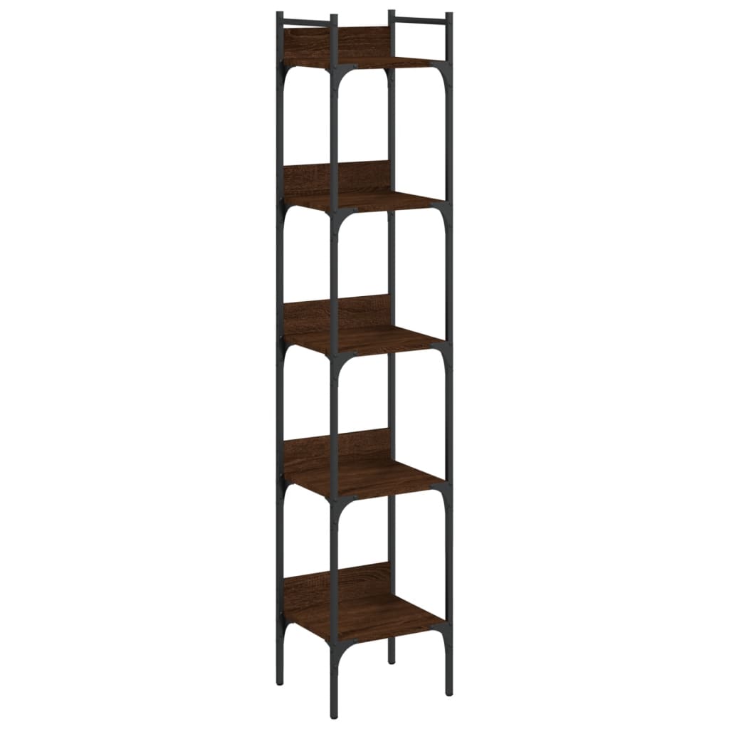 Bookcase 5 Shelves Brown Oak Look 35x30x174 cm