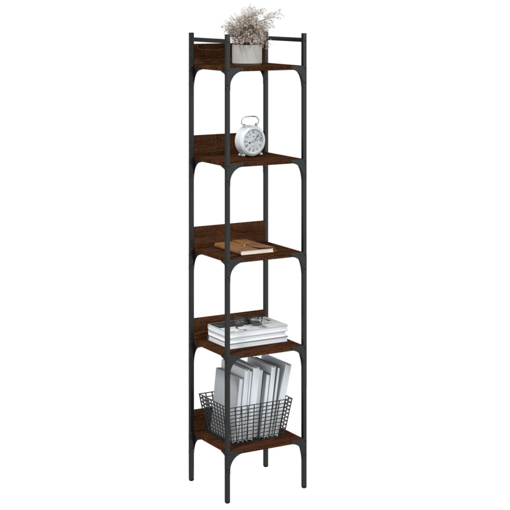 Bookcase 5 Shelves Brown Oak Look 35x30x174 cm