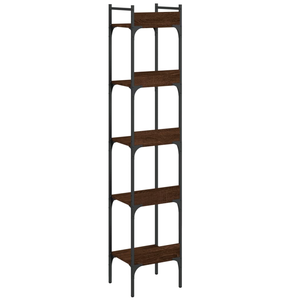 Bookcase 5 Shelves Brown Oak Look 35x30x174 cm