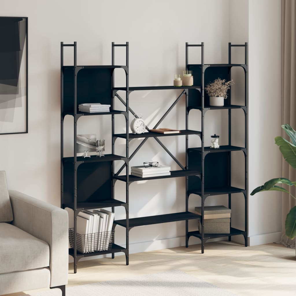 Bookshelf Black 155.5x24x166.5 cm Wood Material