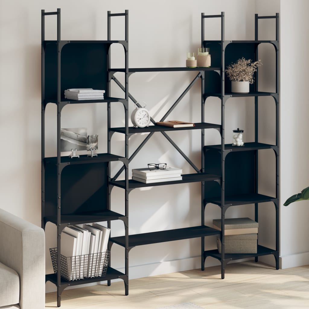 Bookshelf Black 155.5x24x166.5 cm Wood Material