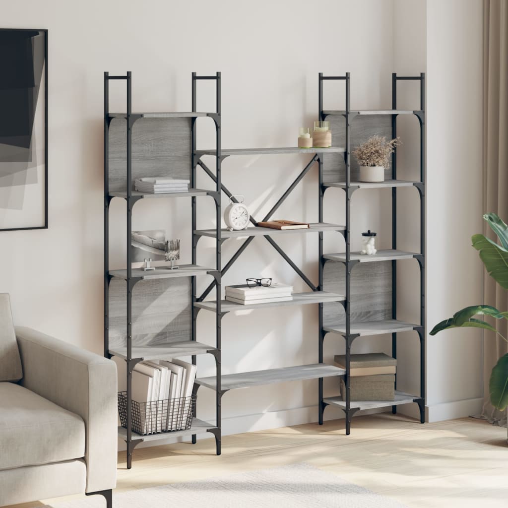 Bookcase Grey Sonoma 155.5x24x166.5 cm Wood Material