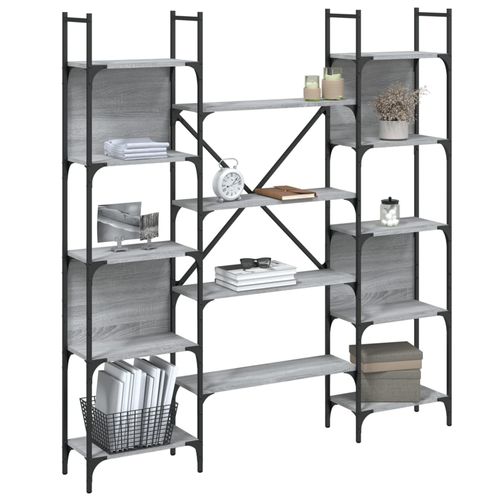 Bookcase Grey Sonoma 155.5x24x166.5 cm Wood Material