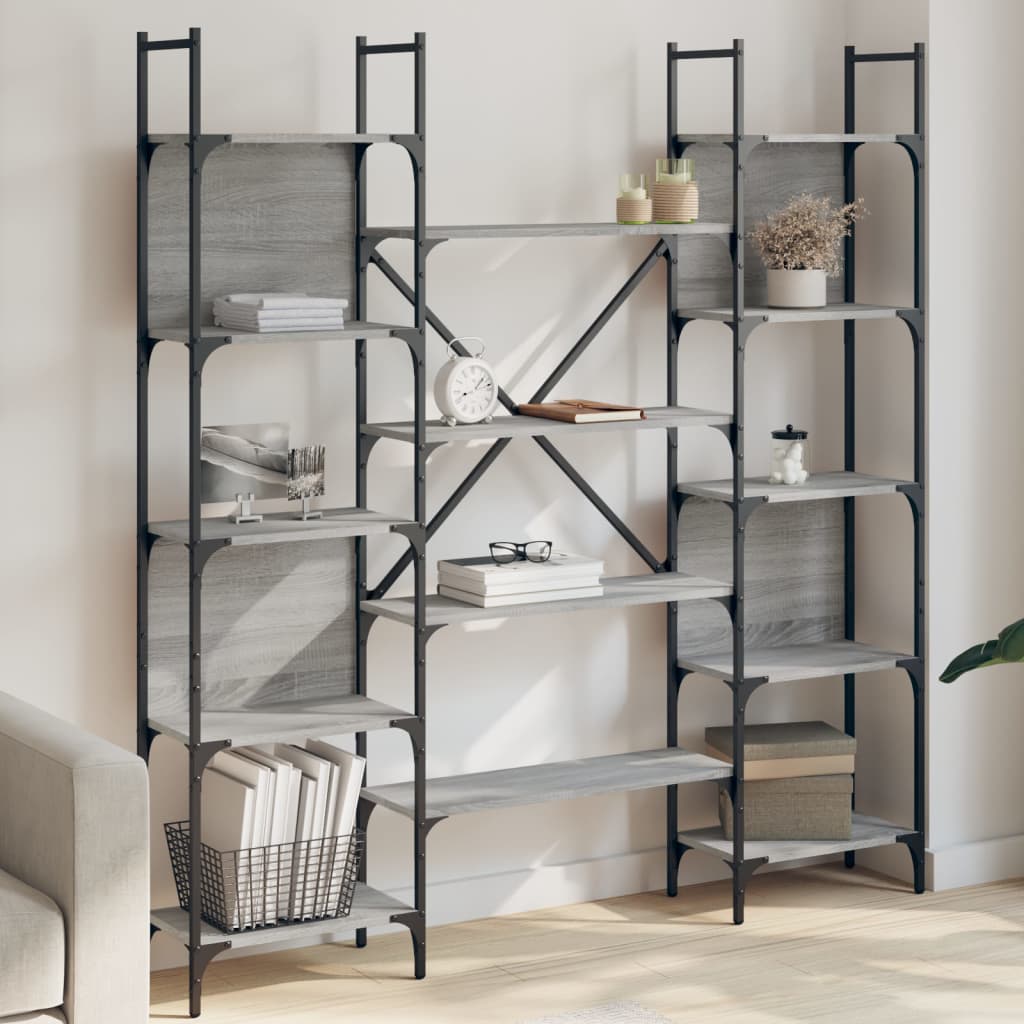 Bookcase Grey Sonoma 155.5x24x166.5 cm Wood Material