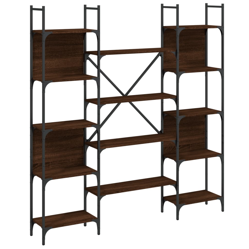 Bookshelf Brown Oak Look 155.5x24x166.5 cm Wood Material