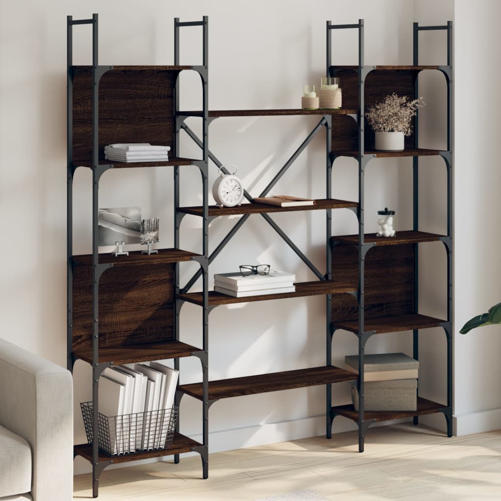 Bookshelf Brown Oak Look 155.5x24x166.5 cm Wood Material