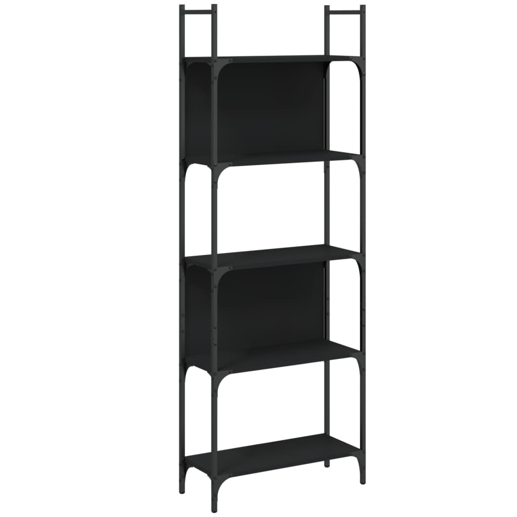 Bookcase 5 Shelves Black 60.5x24x166.5 cm Wood Material