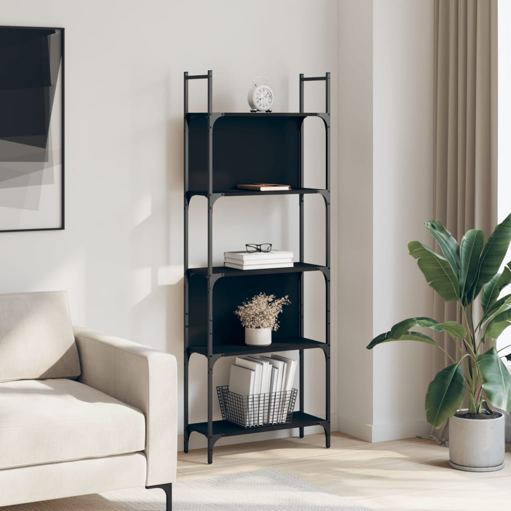 Bookcase 5 Shelves Black 60.5x24x166.5 cm Wood Material