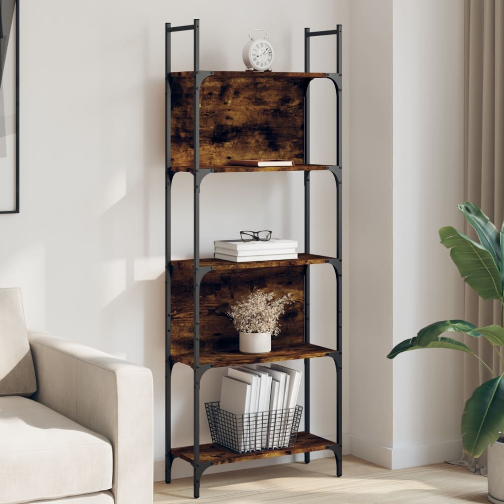 Bookcase 5 shelves smoked oak 60.5x24x166.5 cm wood material