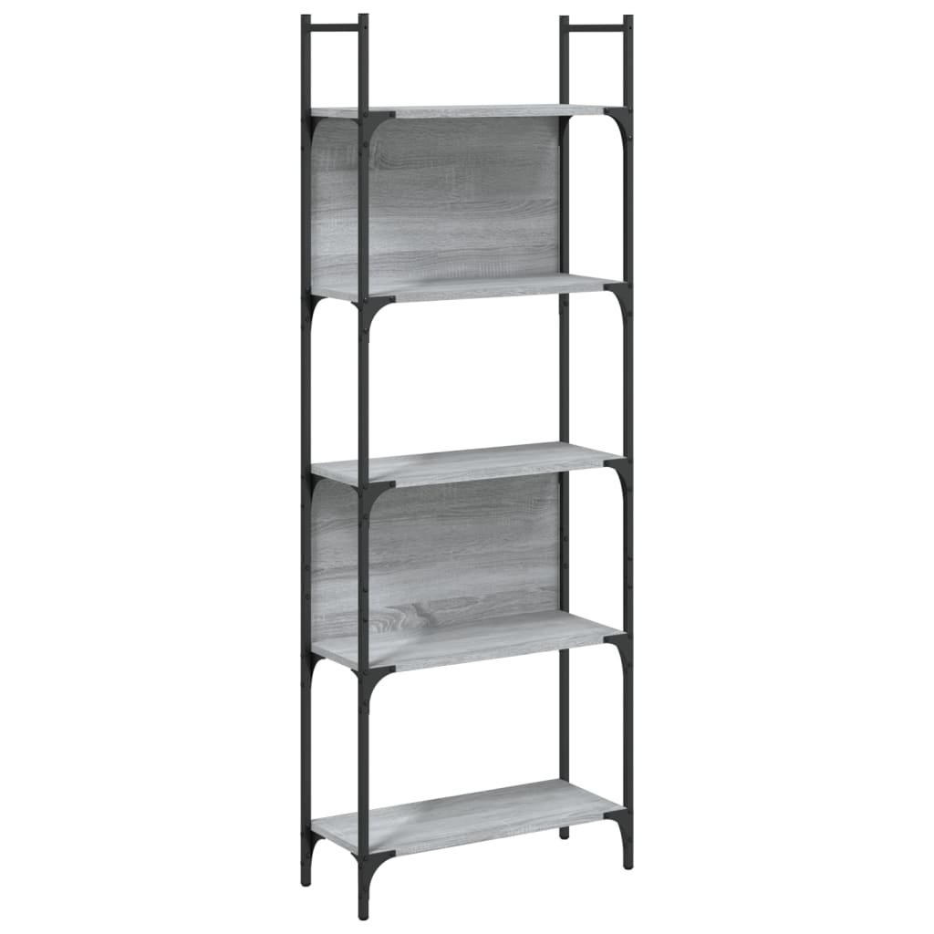 Bookcase 5 Shelves Grey Sonoma 60.5x24x166.5 cm Wood Material