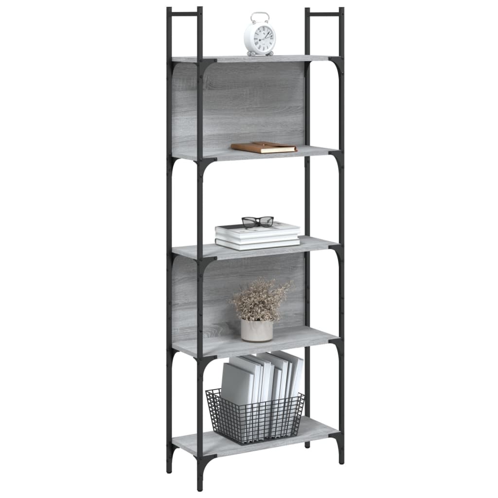 Bookcase 5 Shelves Grey Sonoma 60.5x24x166.5 cm Wood Material