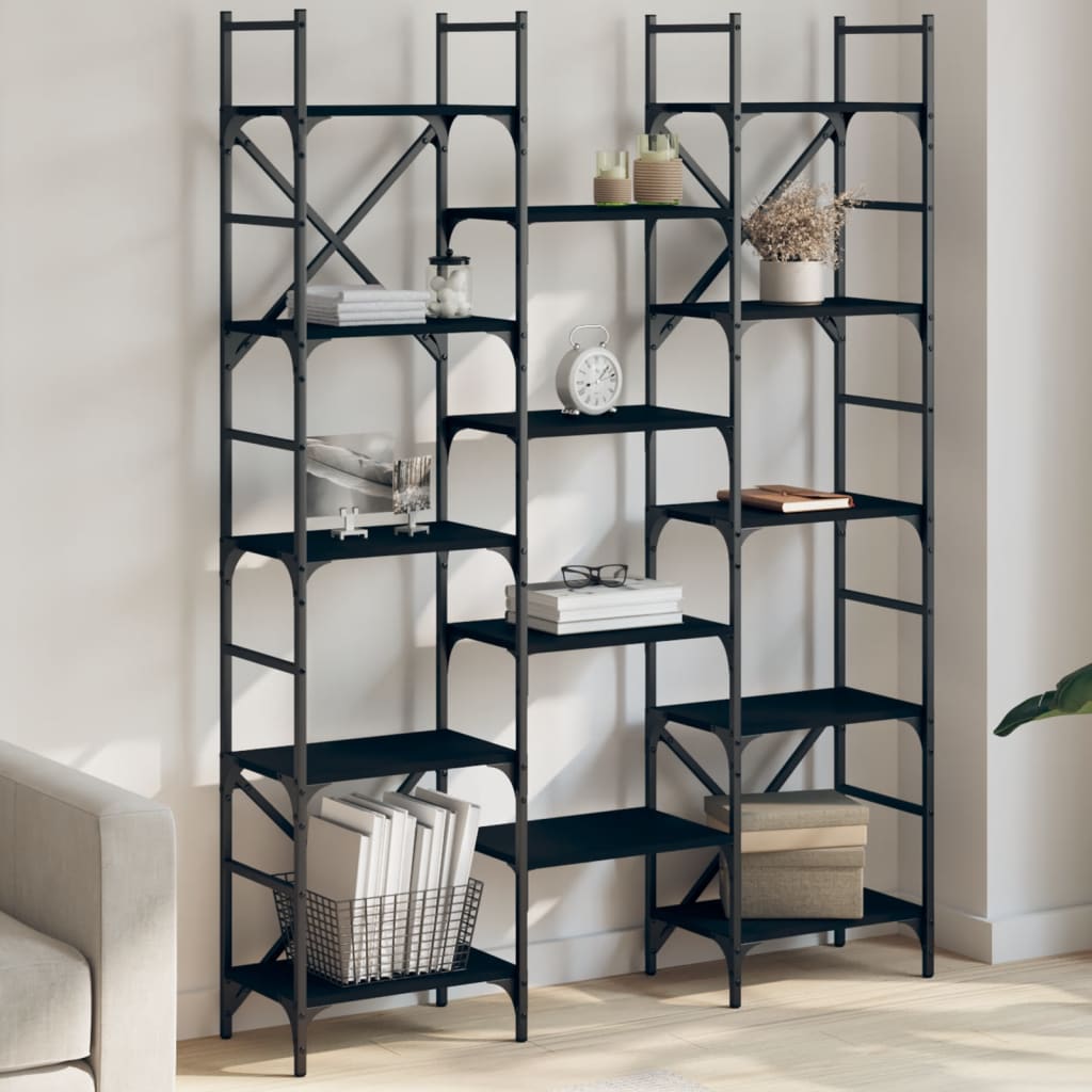 Bookshelf Black 127.5x28.5x172.5 cm Wood Material