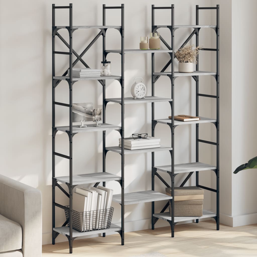 Bookshelf Gray Sonoma 127.5x28.5x172.5 cm Wood Material