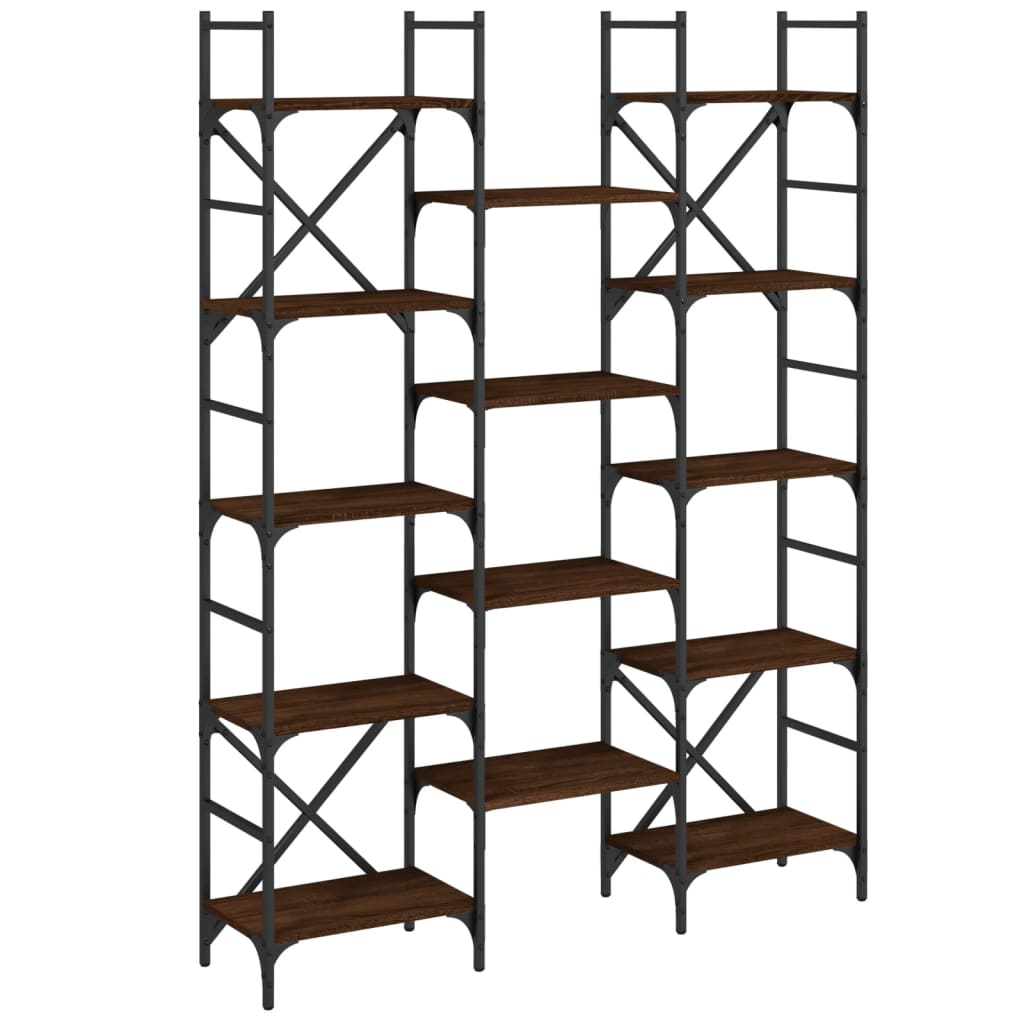 Bookshelf Brown Oak Look 127.5x28.5x172.5cm Wood Material