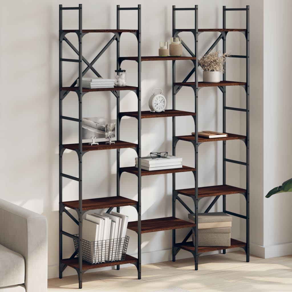 Bookshelf Brown Oak Look 127.5x28.5x172.5cm Wood Material