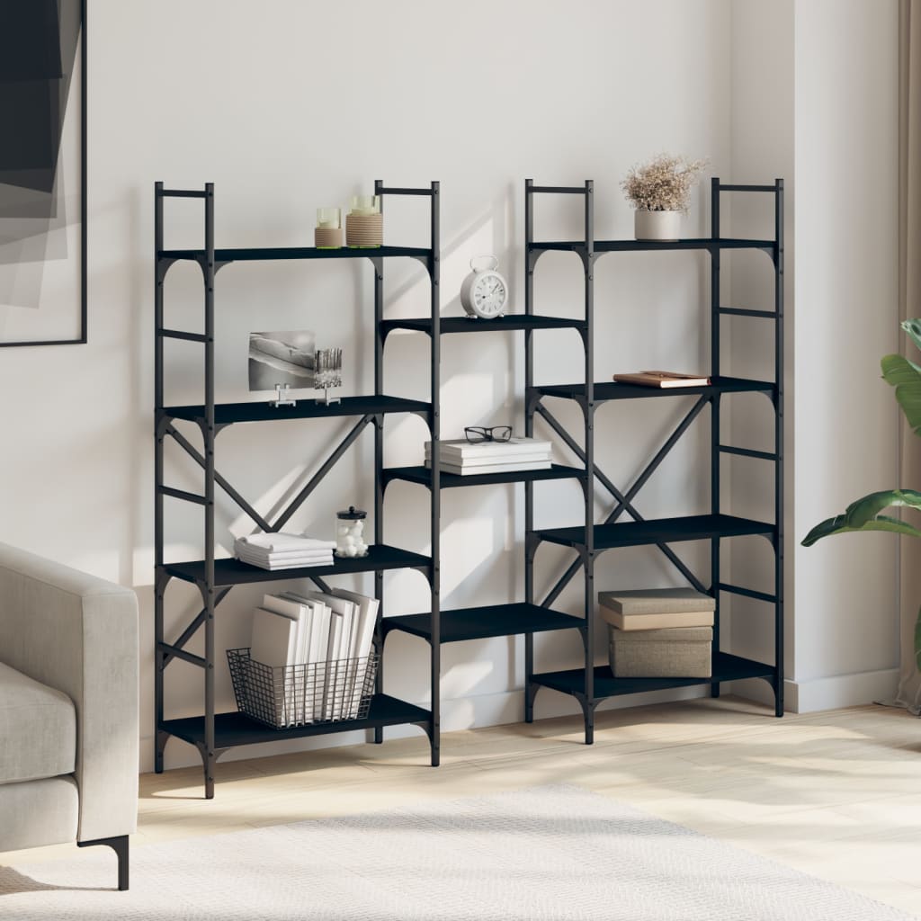 Bookshelf Black 160x28.5x136.5 cm Wood Material