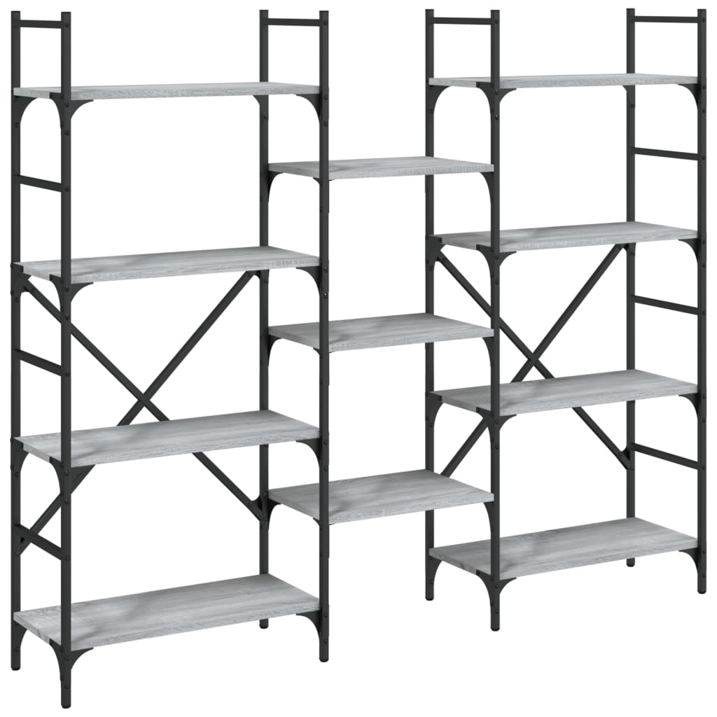 Bookshelf Grey Sonoma 160x28.5x136.5 cm Wood Material