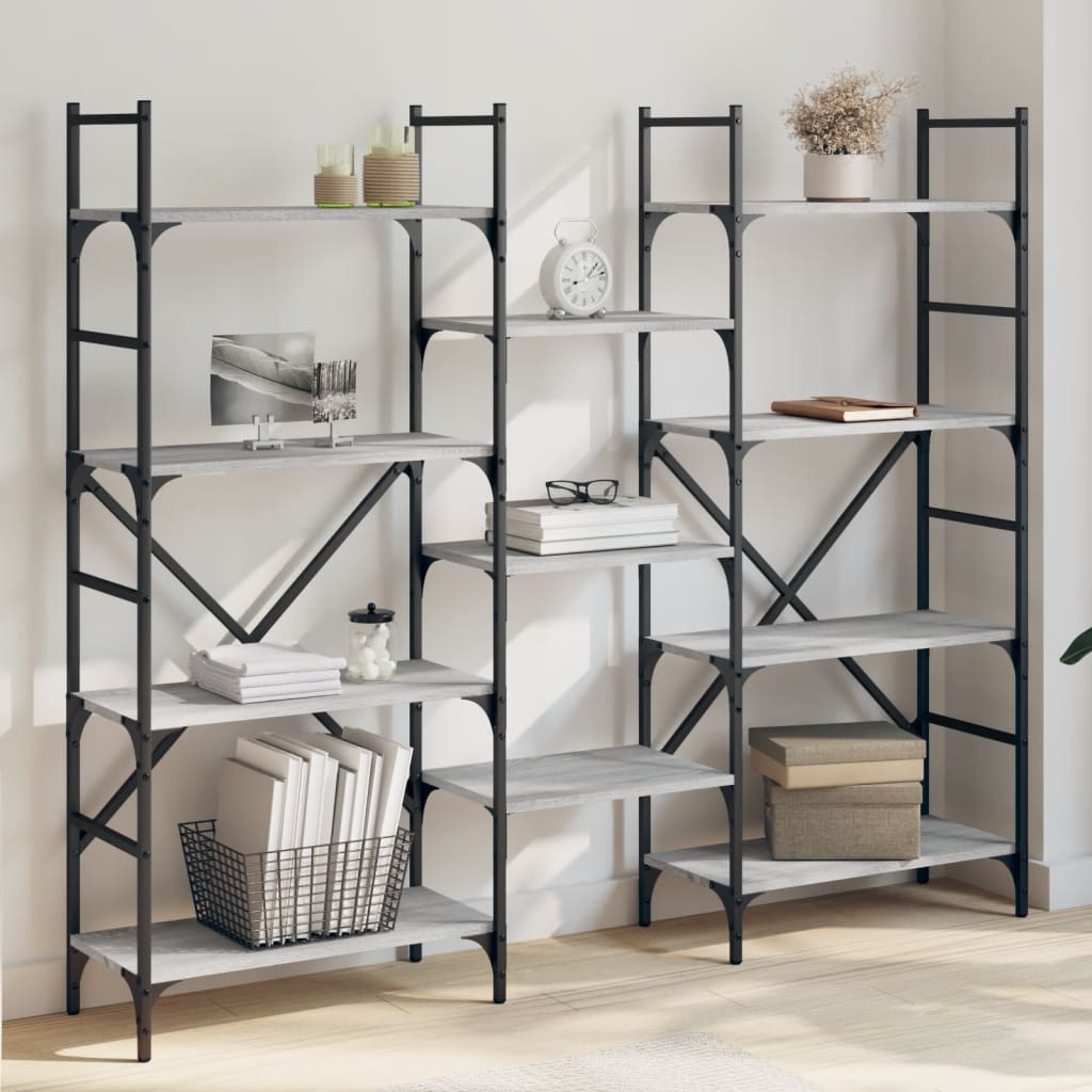 Bookshelf Grey Sonoma 160x28.5x136.5 cm Wood Material