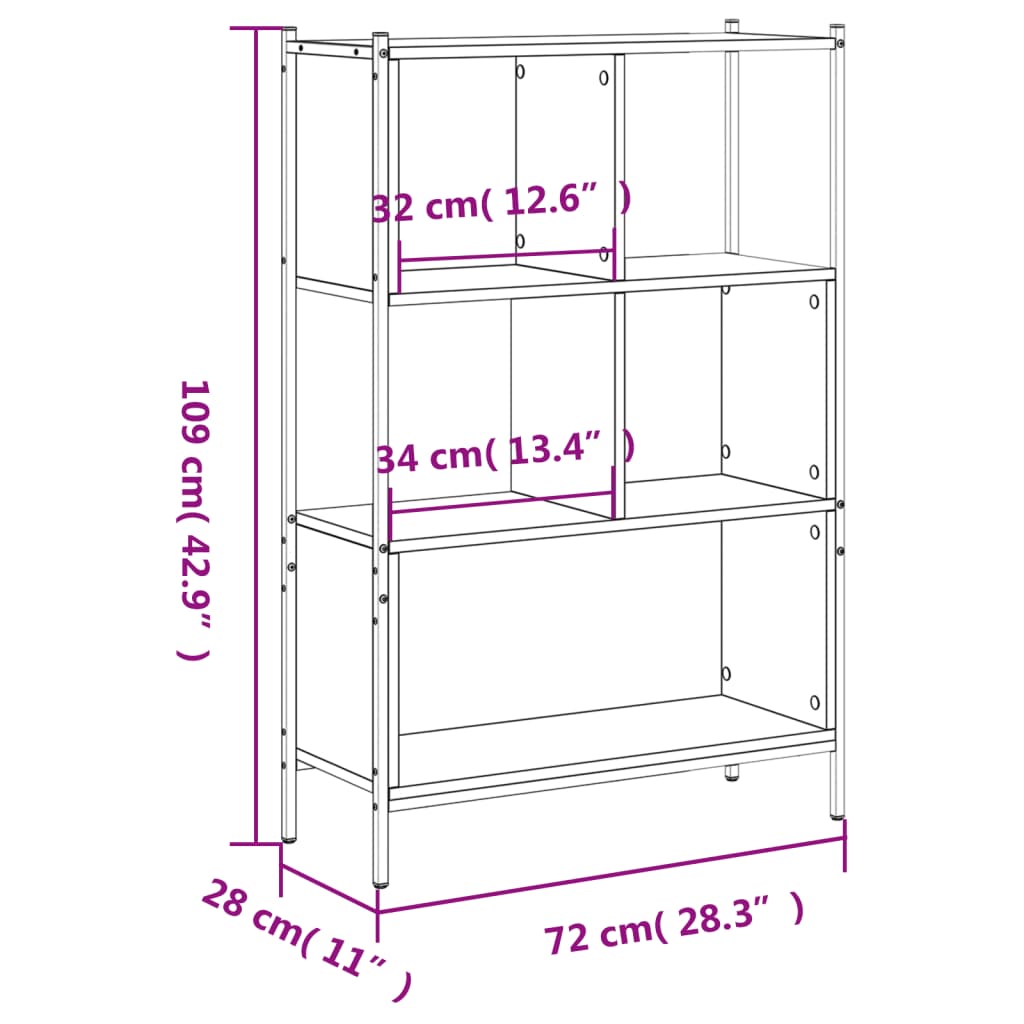 Bücherregal Räuchereiche 72x28x109 cm Holzwerkstoff