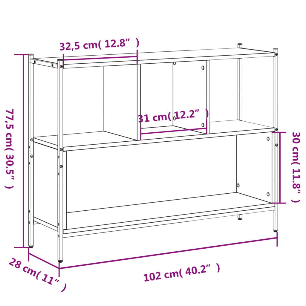 Bücherregal Grau Sonoma 102x28x77,5 cm Holzwerkstoff