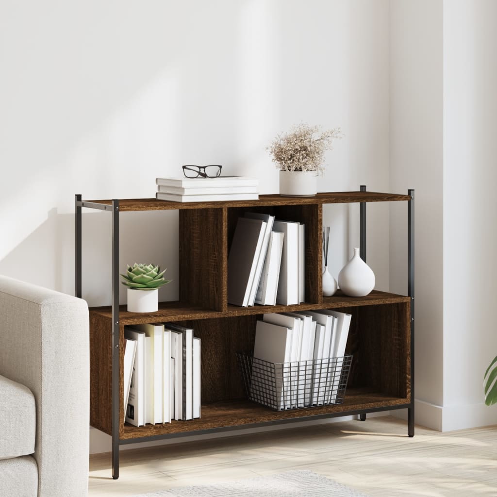 Bookshelf Brown Oak Look 102x28x77.5 cm Wood Material