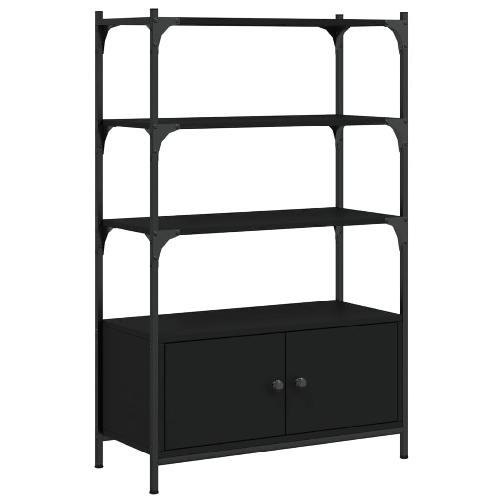 Bookcase 3 Shelves Black 70x30x109.5 cm Wood Material