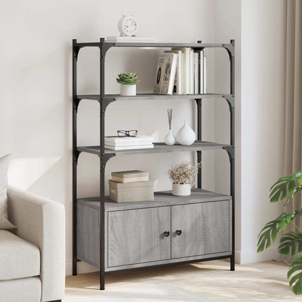 Bookcase 3 Compartments Grey Sonoma 70x30x109.5 cm Wood Material