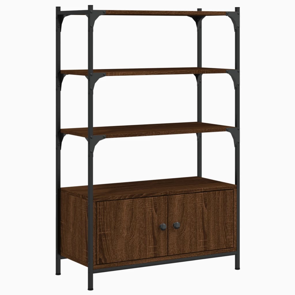 Bookcase 3 Compartments Brown Oak 70x30x109.5 cm Wood Material