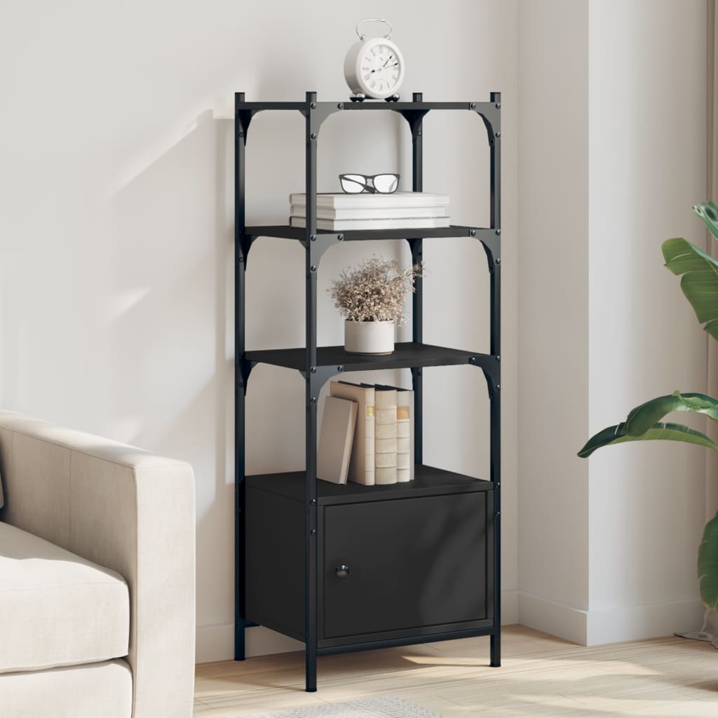 Bookcase 3 Compartments Black 41x30x109.5 cm Wood Material