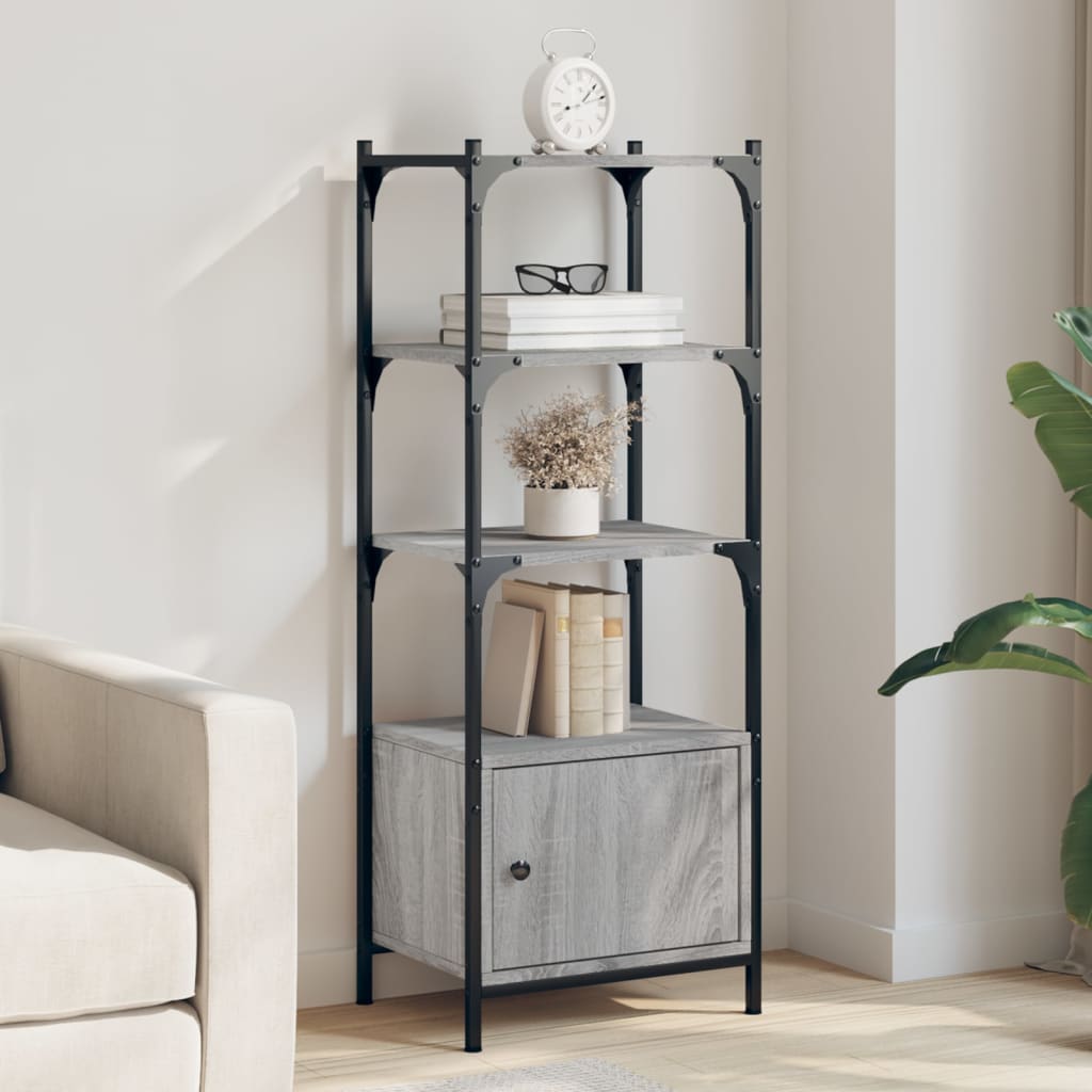 Bookcase 3 Shelves Grey Sonoma 41x30x109,5 cm Wood Material