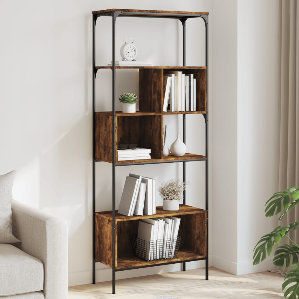 Bookcase 5 shelves smoked oak 76x33x188.5 cm wood material