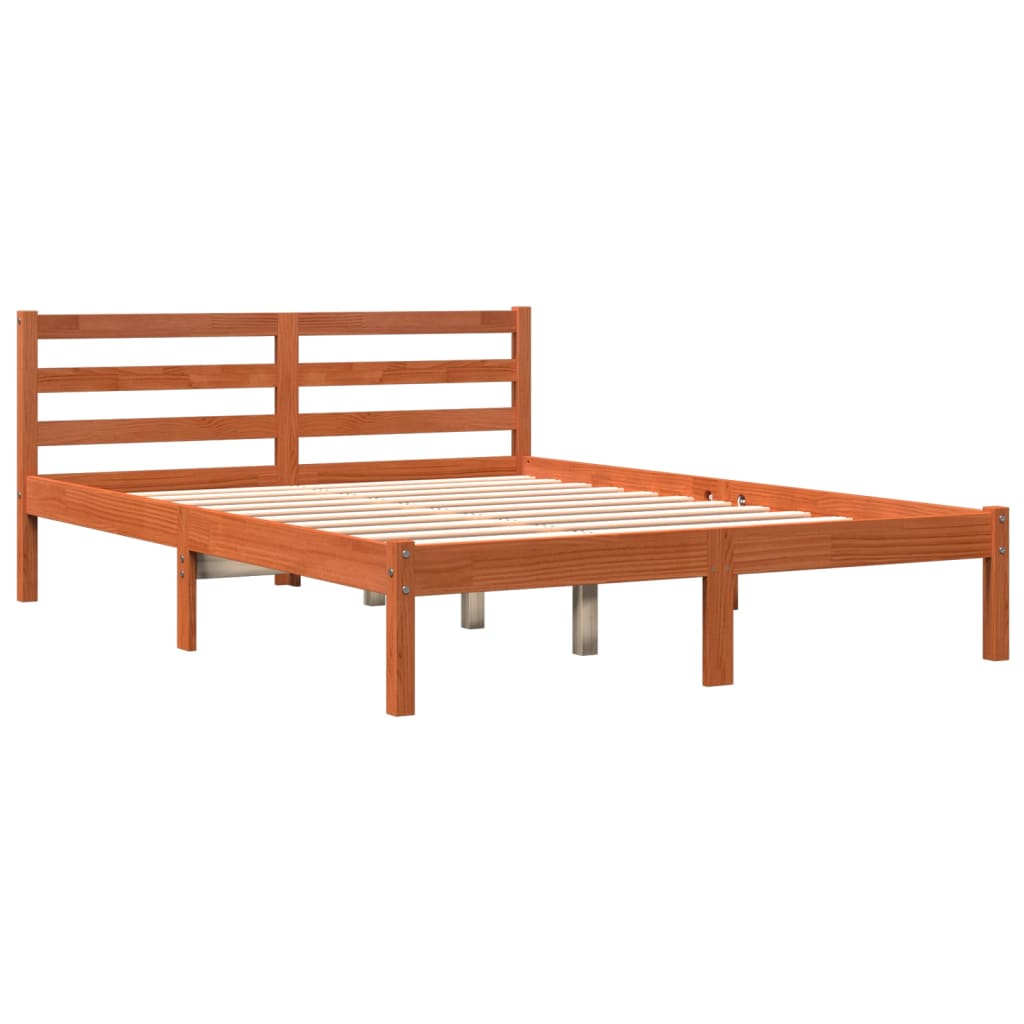 Solid wood bed without mattress wax brown 120x190 cm pinewood