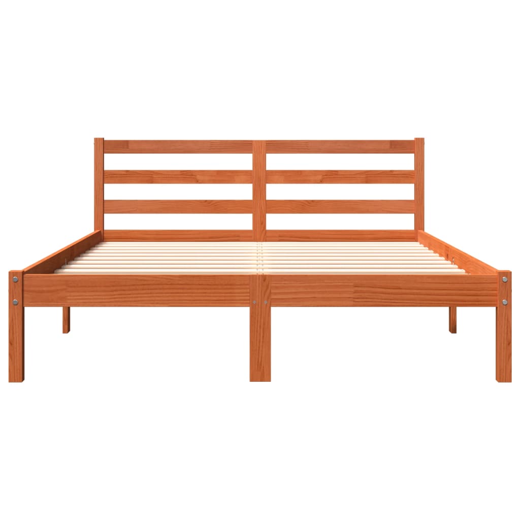 Solid wood bed without mattress wax brown 120x190 cm pinewood