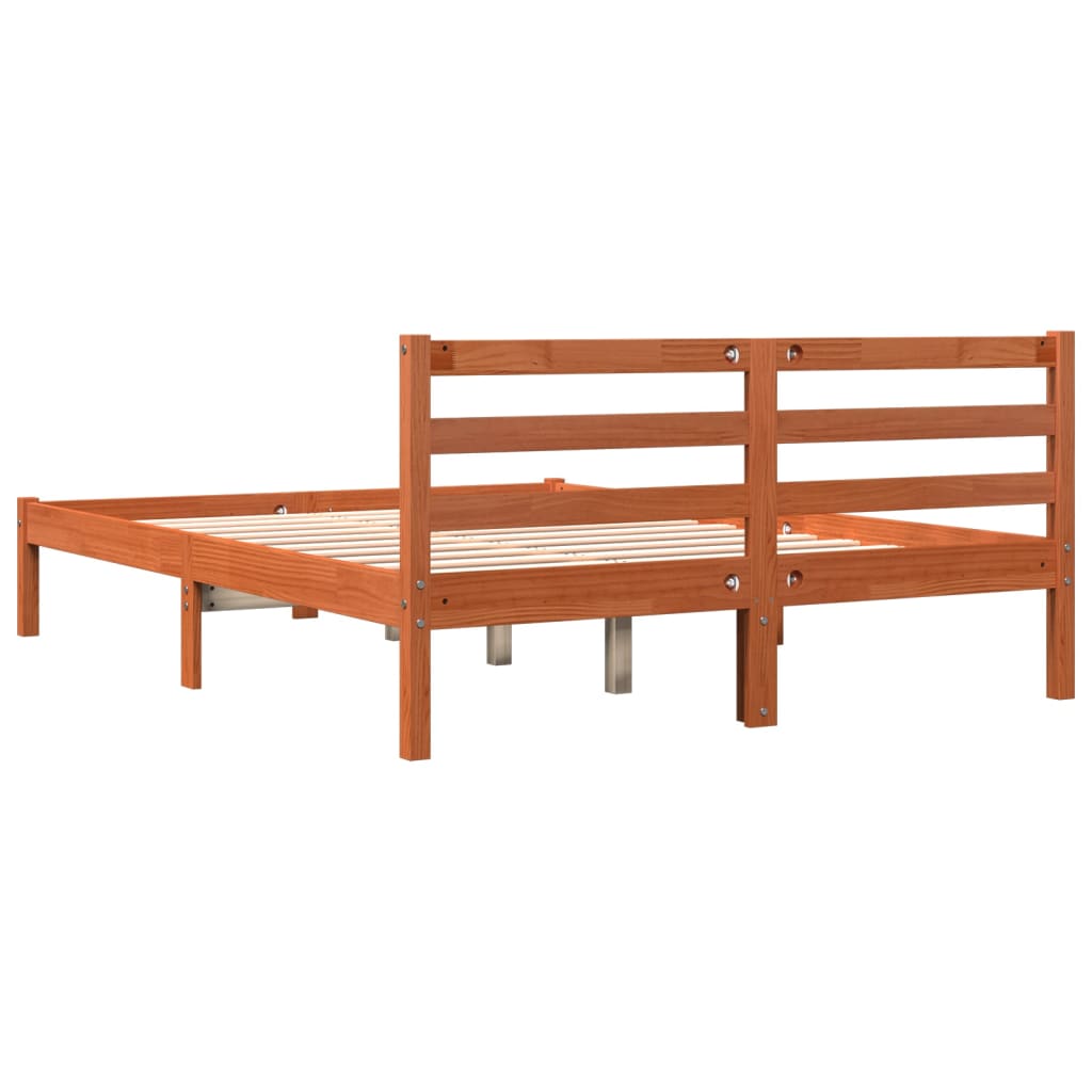 Solid wood bed without mattress wax brown 120x190 cm pinewood