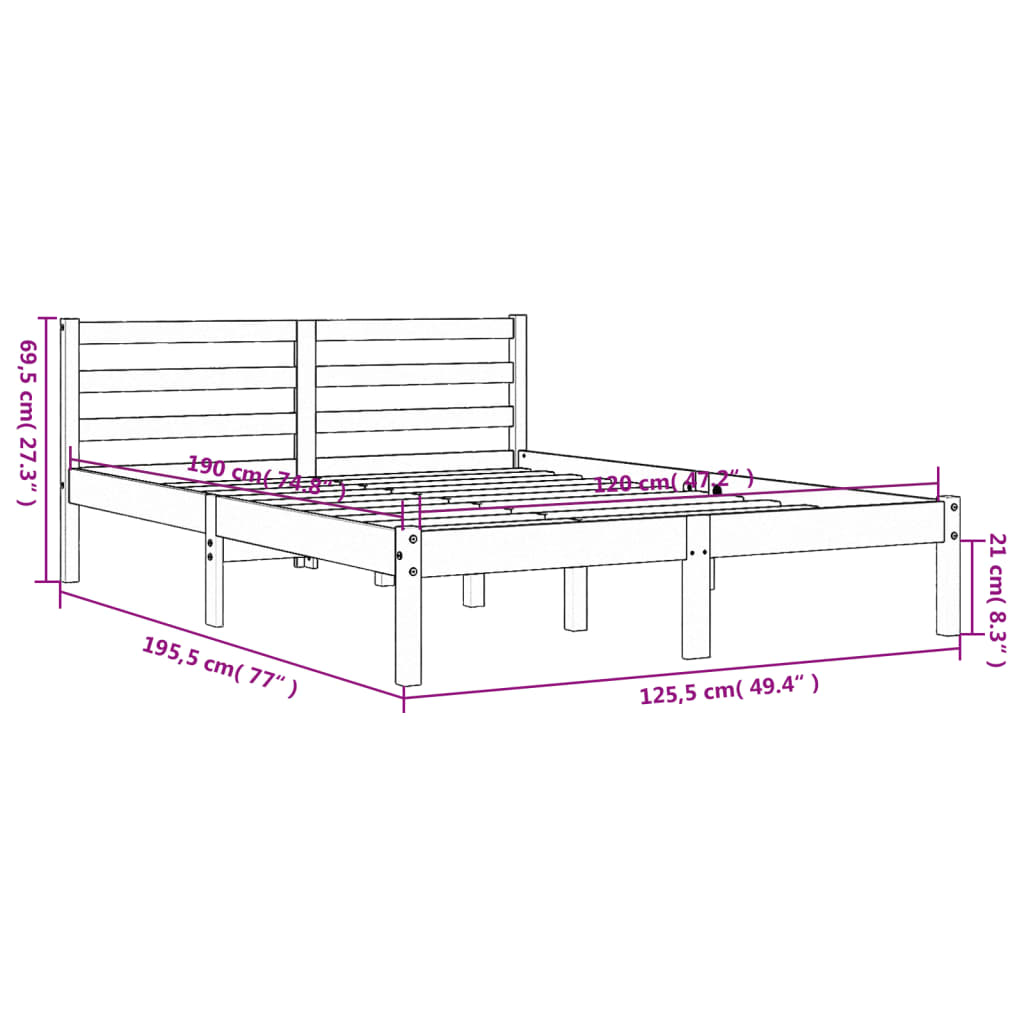 Solid wood bed without mattress wax brown 120x190 cm pinewood