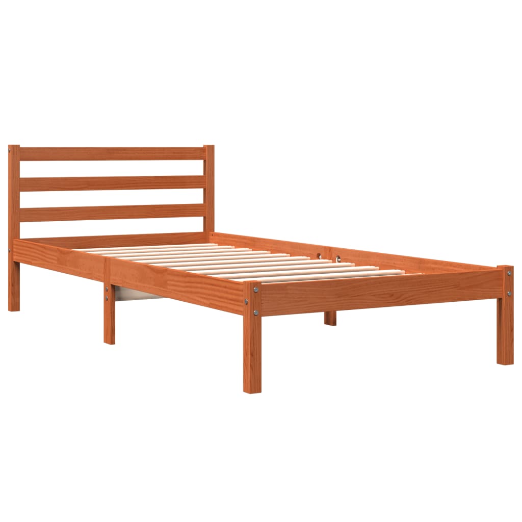 Solid wood bed without mattress wax brown 90x200 pinewood