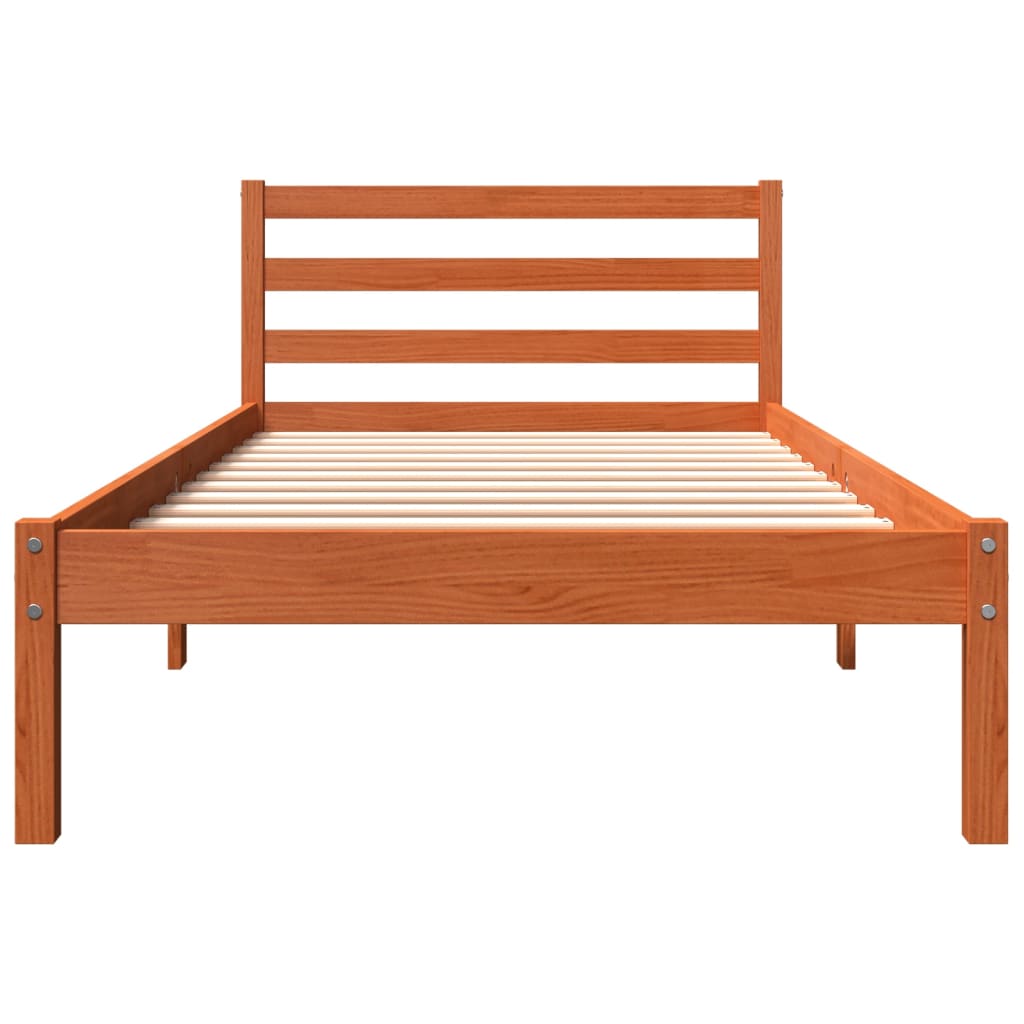 Solid wood bed without mattress wax brown 90x200 pinewood