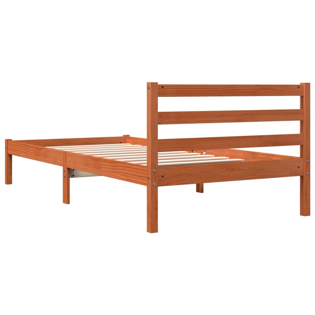 Solid wood bed without mattress wax brown 90x200 pinewood