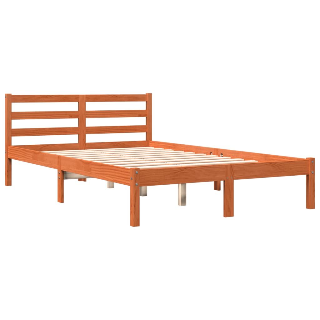 Solid wood bed without mattress wax brown 120x200 cm pinewood