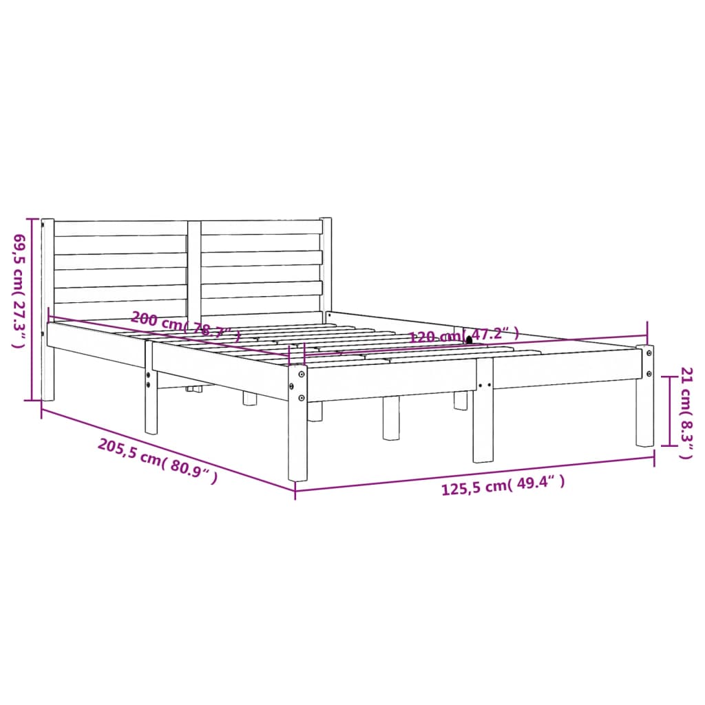 Solid wood bed without mattress wax brown 120x200 cm pinewood