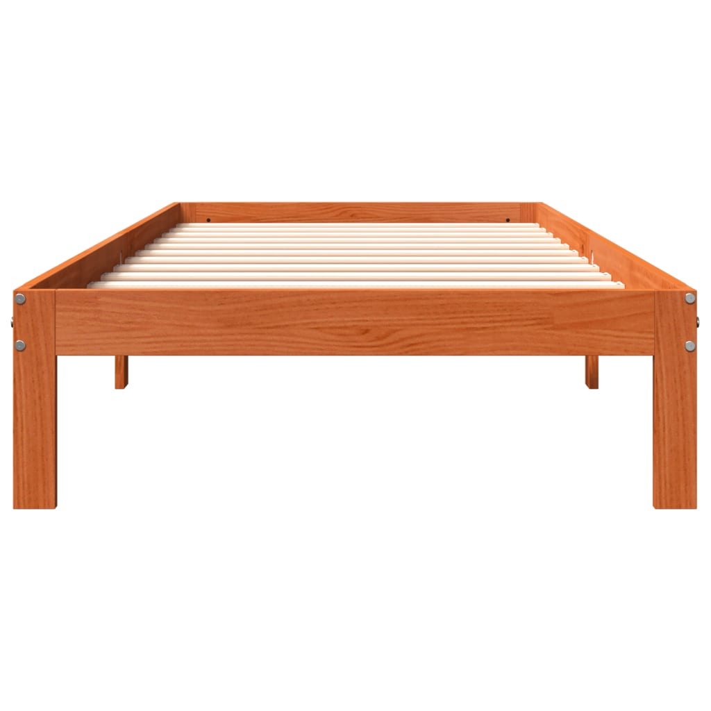 Solid wood bed without mattress wax brown 75x190 cm pinewood