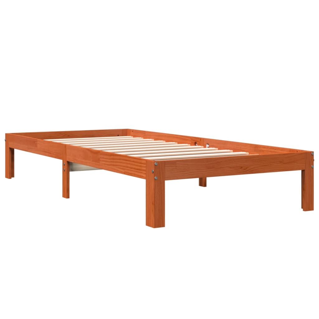 Solid wood bed without mattress wax brown 90x190 cm pinewood