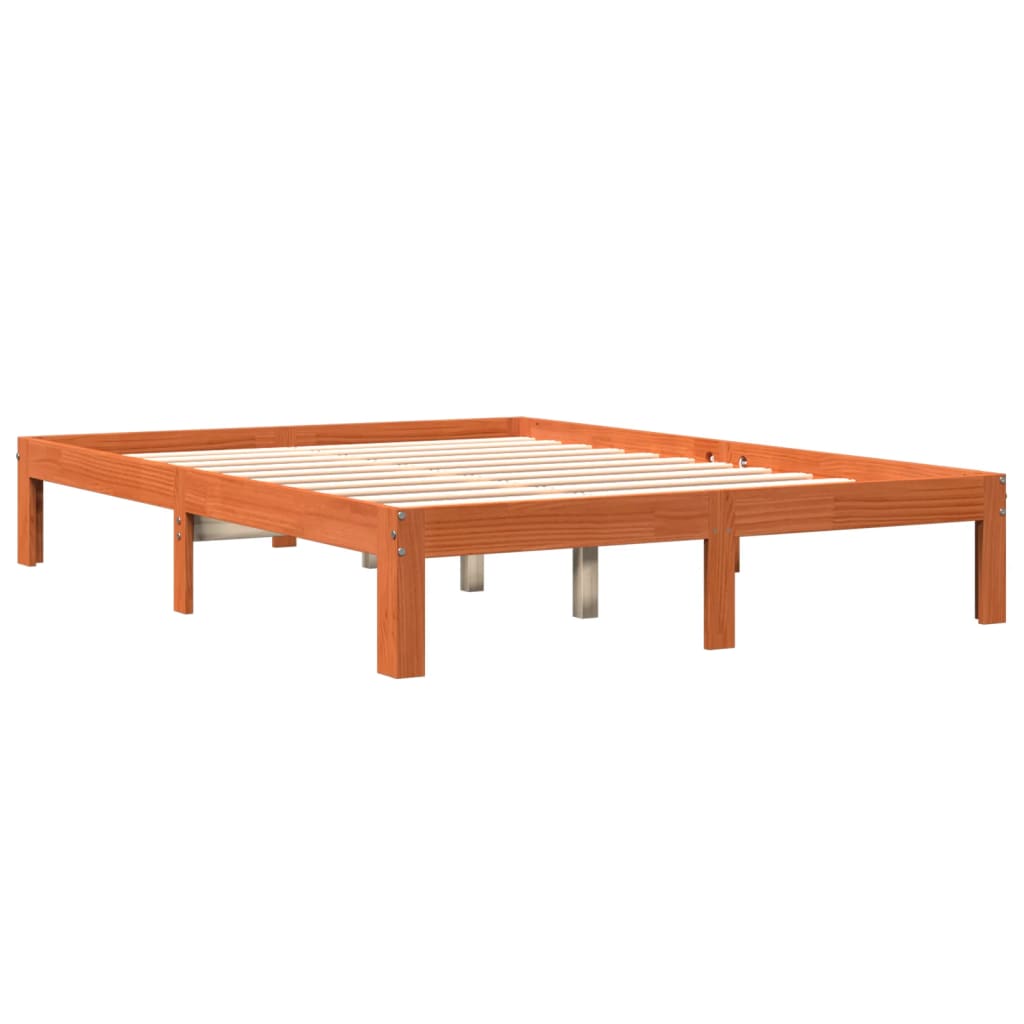 Solid wood bed without mattress wax brown 120x190 cm pinewood