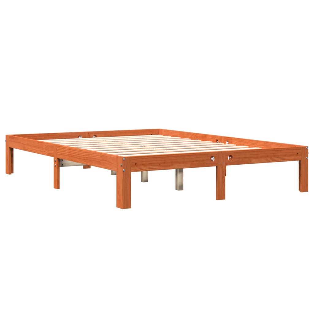 Solid wood bed without mattress wax brown 120x190 cm pinewood