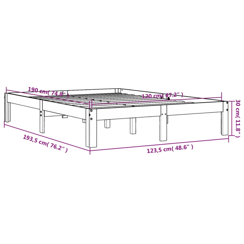 Solid wood bed without mattress wax brown 120x190 cm pinewood