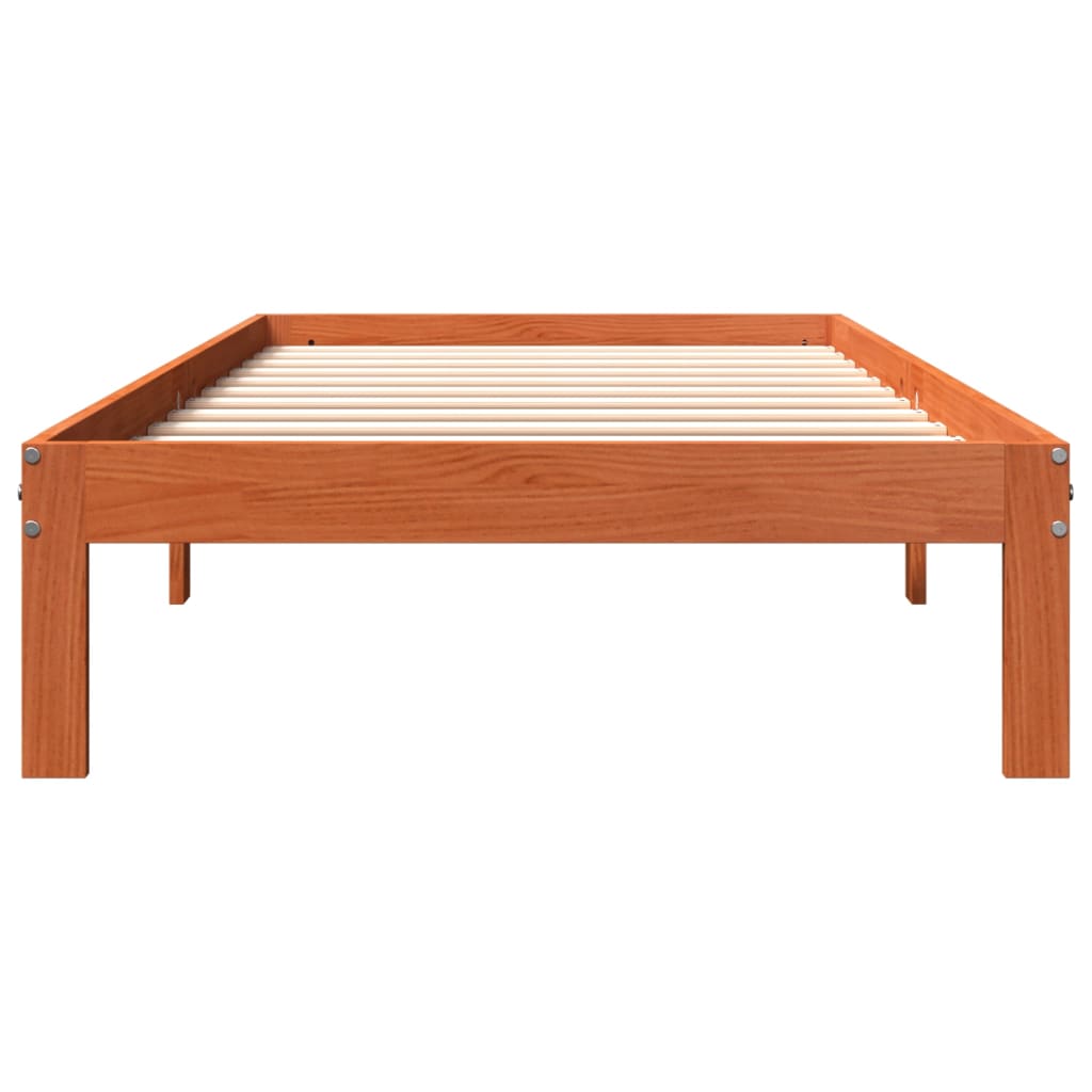 Solid wood bed without mattress wax brown 90x200 pinewood