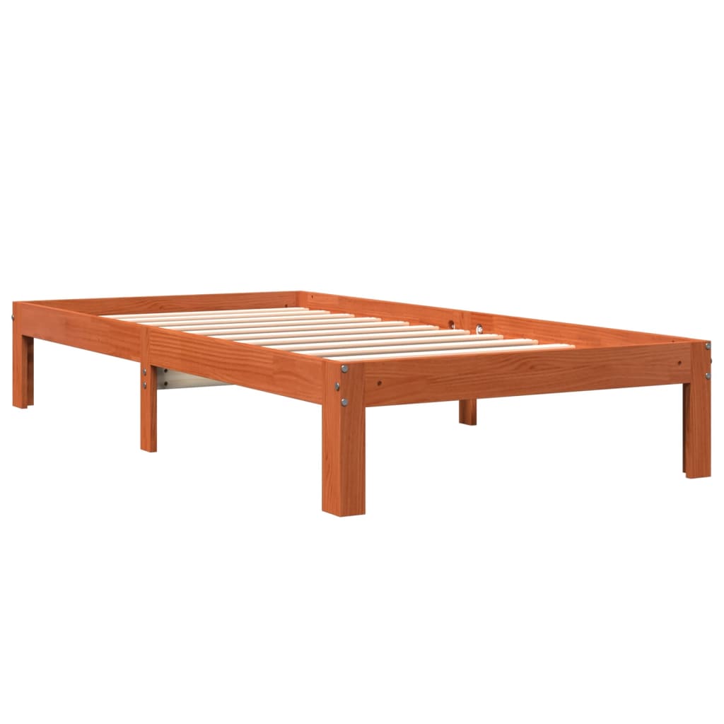 Solid wood bed without mattress wax brown 100x200 pinewood