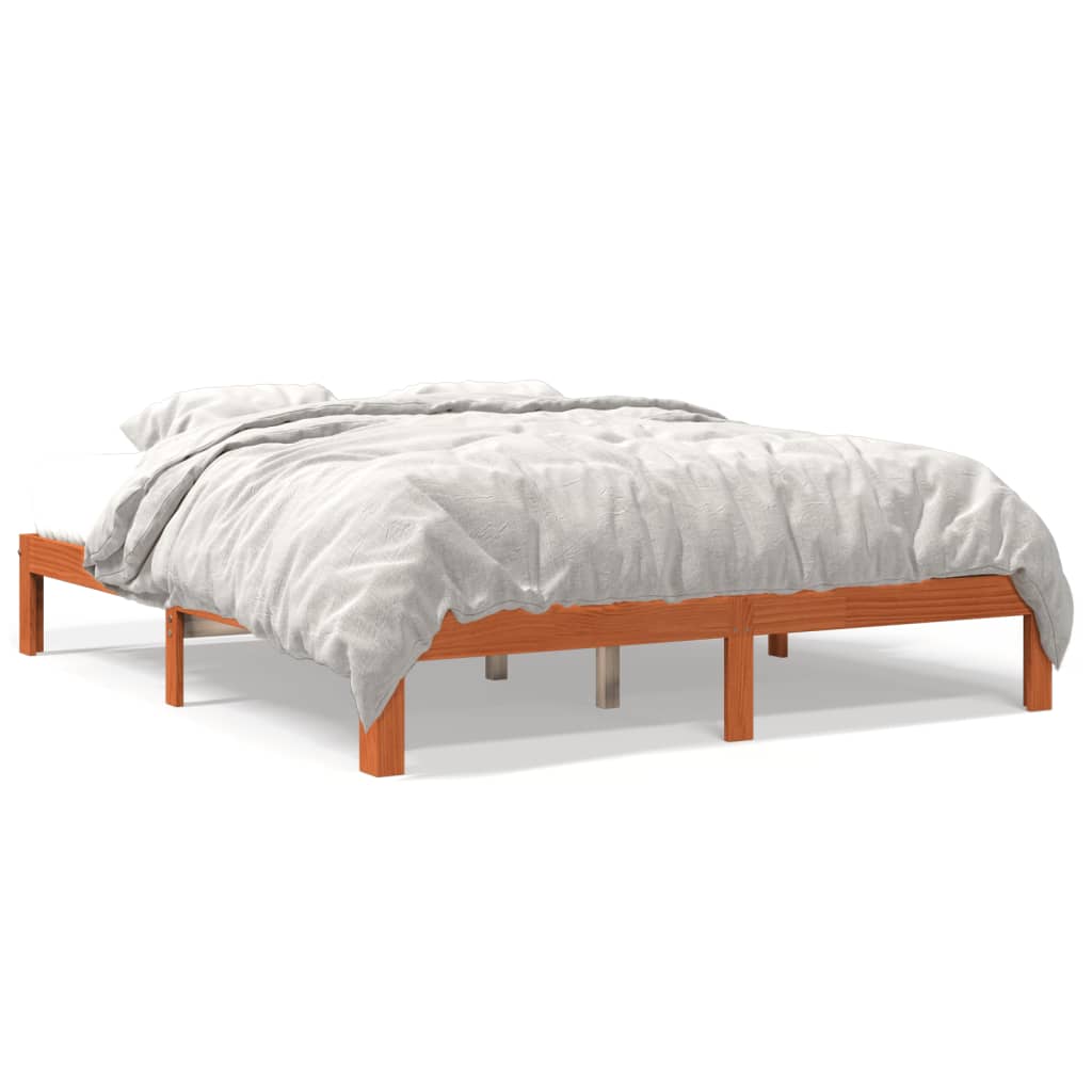 Solid wood bed without mattress wax brown 180x200 pinewood